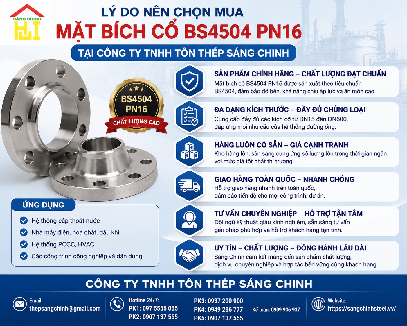 Mặt bích cổ BS4504 PN16