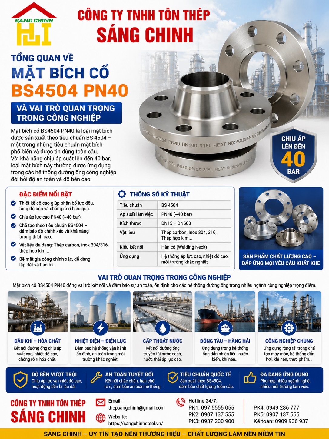 Mặt bích cổ BS4504 PN40