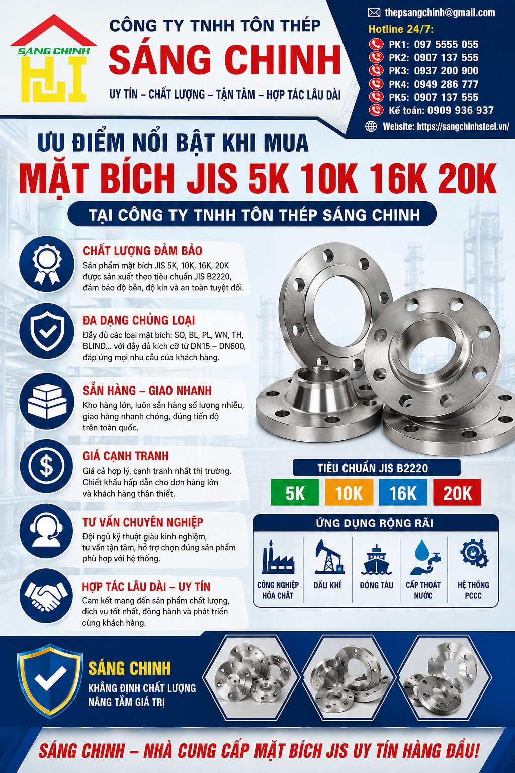 Mặt bích JIS 5K 10K 16K 20K