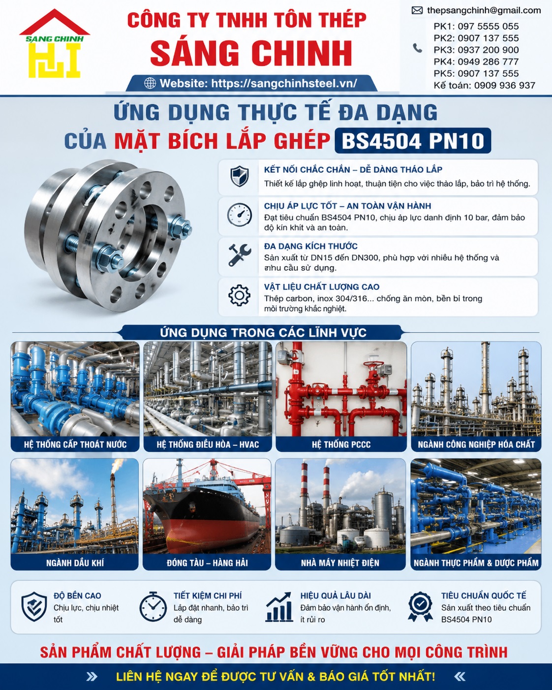 Mặt bích lắp ghép BS4504 PN10