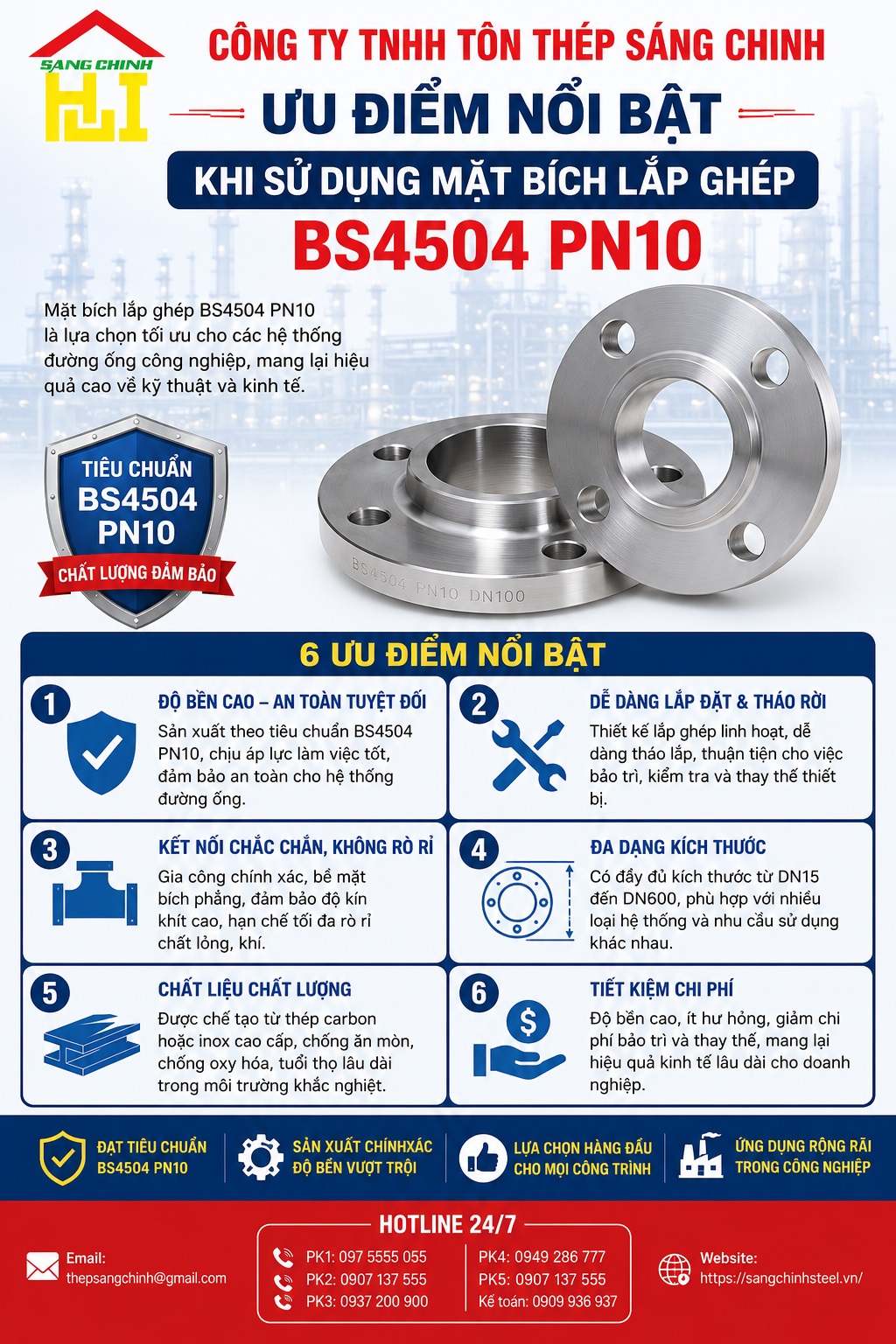 Mặt bích lắp ghép BS4504 PN10