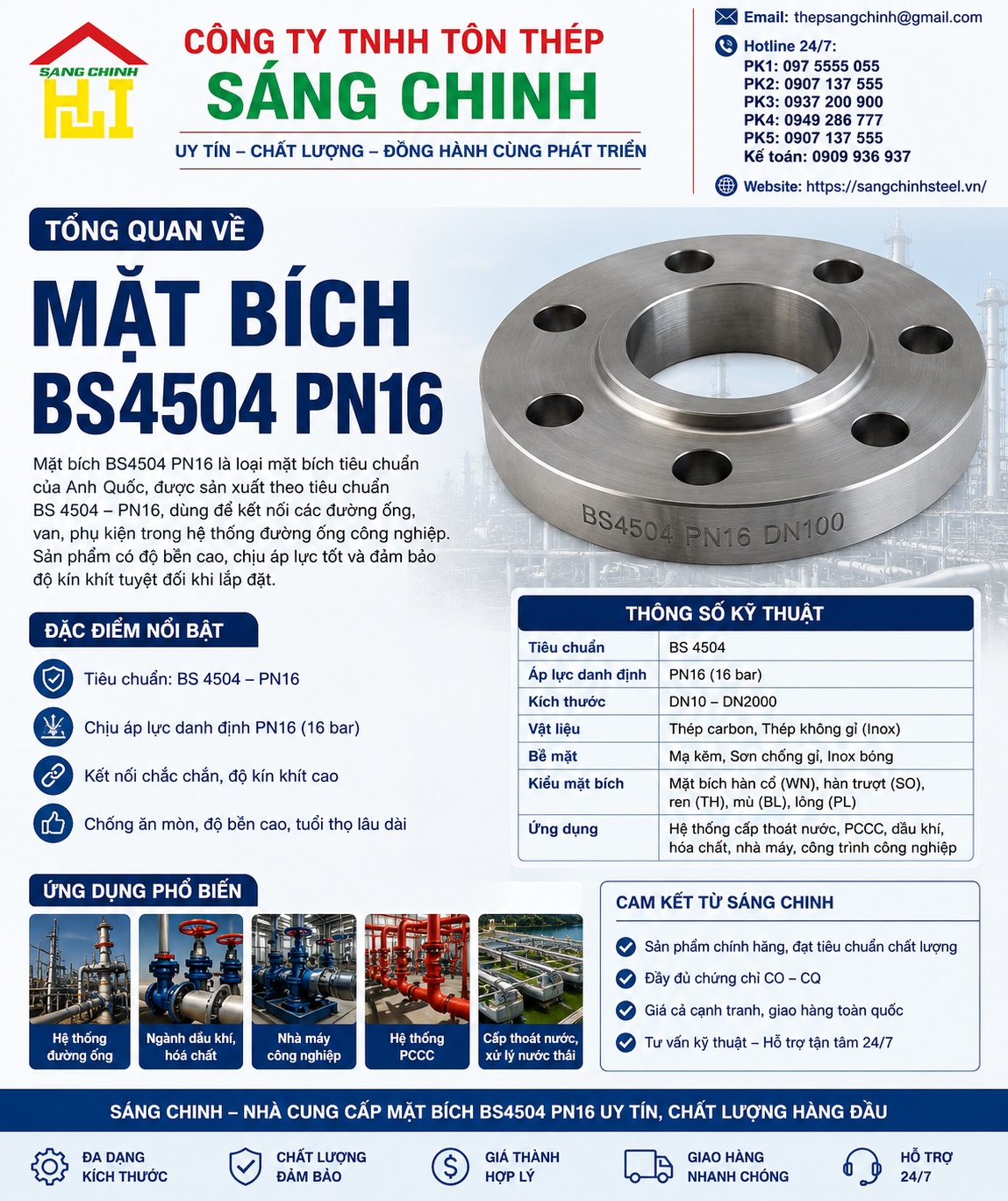 Mặt bích lắp ghép BS4504 PN16