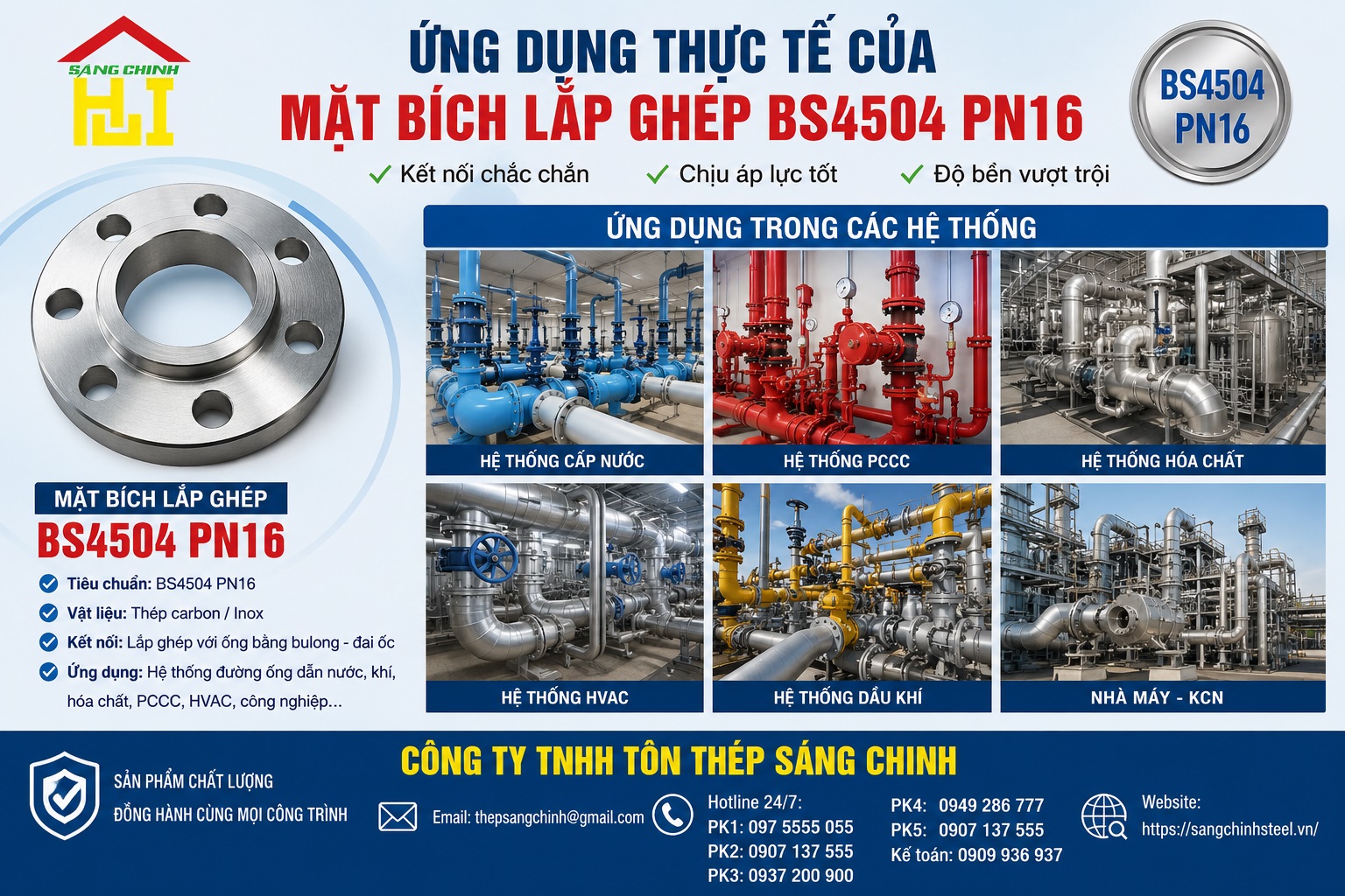 Mặt bích lắp ghép BS4504 PN16