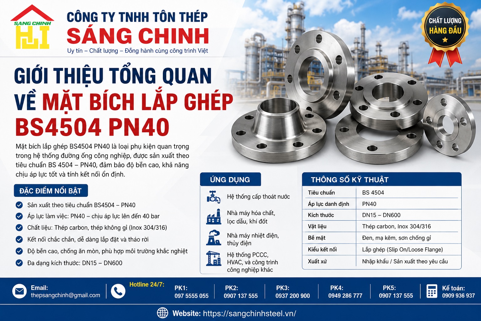 Mặt bích lắp ghép BS4504 PN40