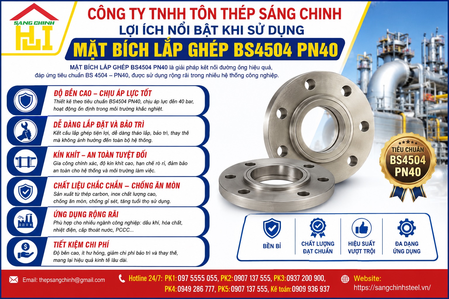Mặt bích lắp ghép BS4504 PN40