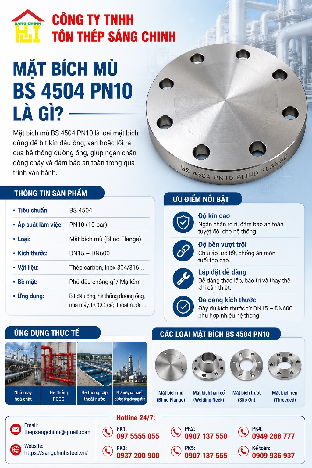 Mặt bích mù BS 4504 PN10