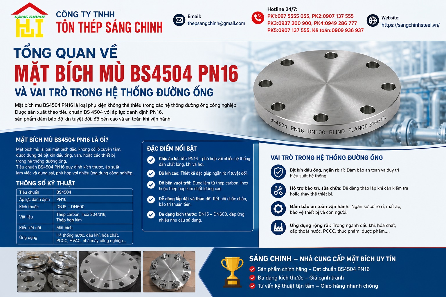 Mặt bích mù BS 4504 PN16