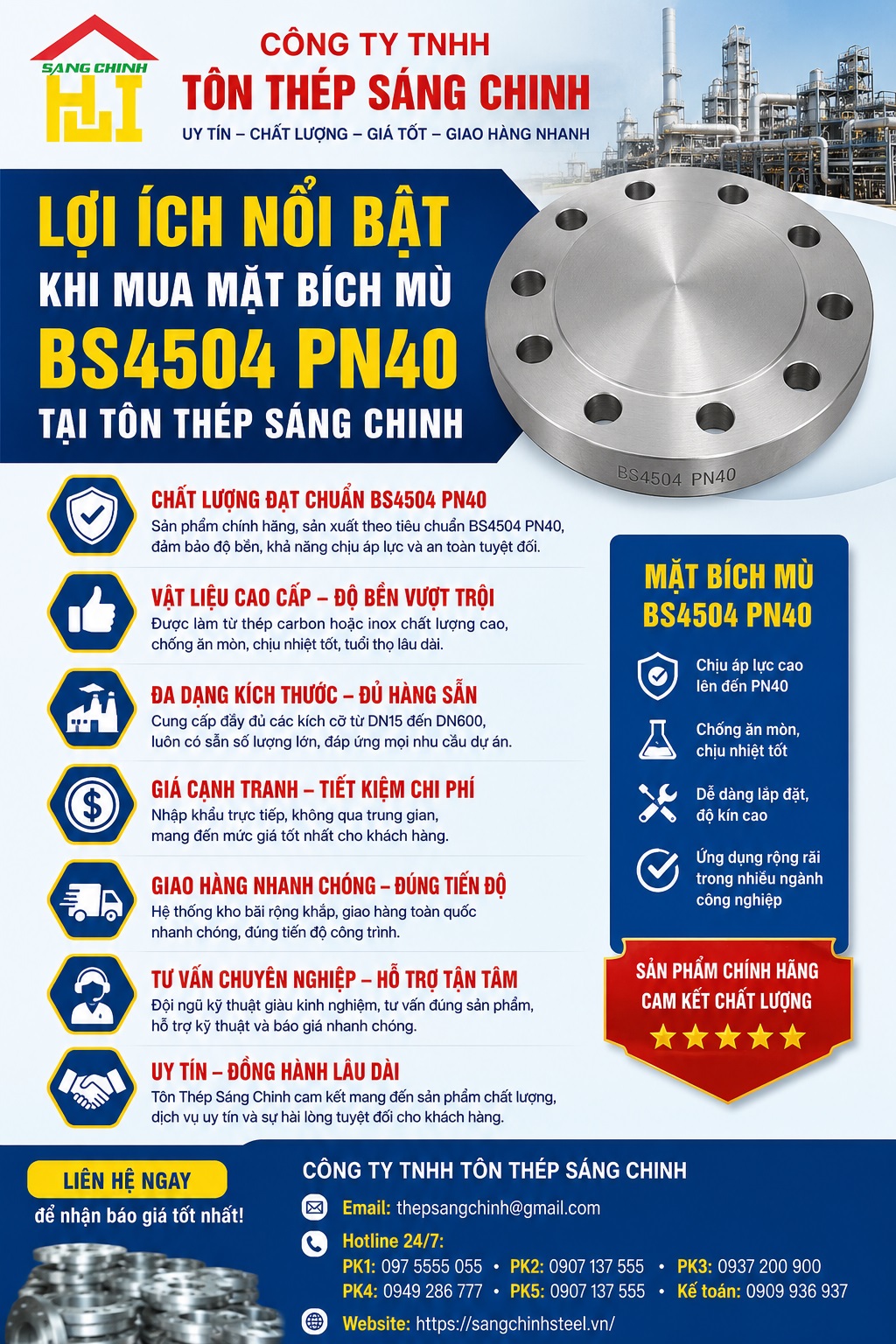 Mặt bích mù BS4504 PN40