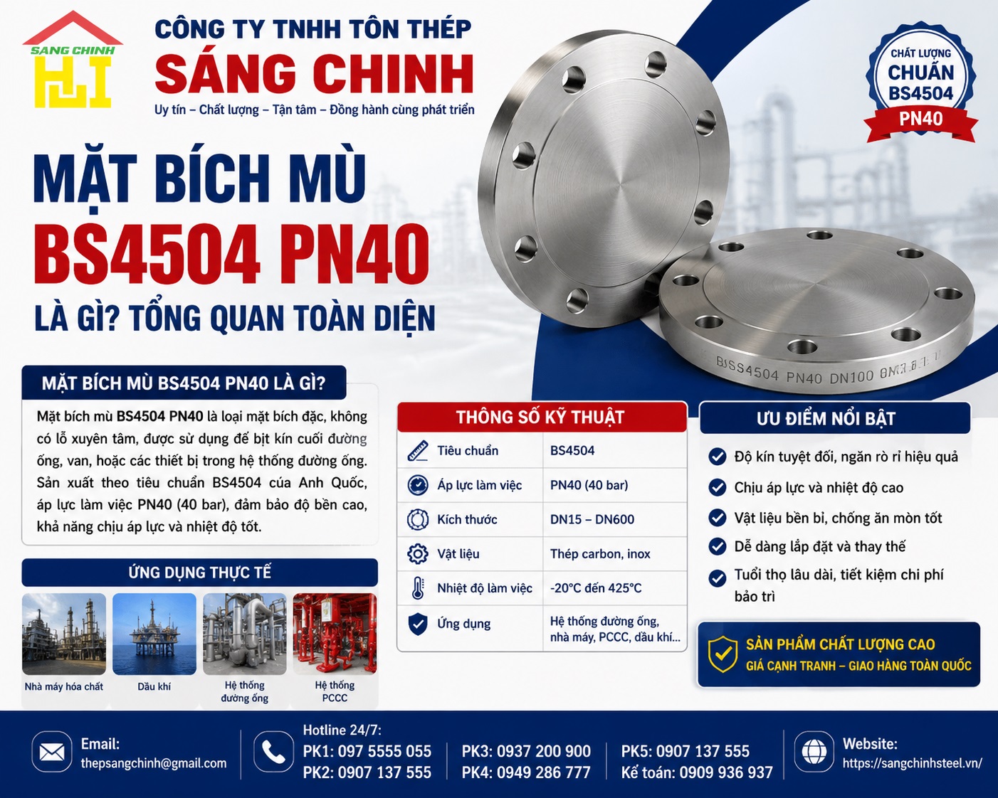 Mặt bích mù BS4504 PN40