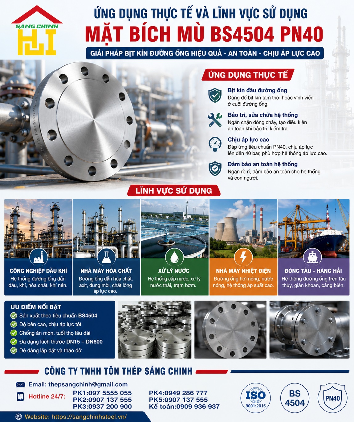 Mặt bích mù BS4504 PN40