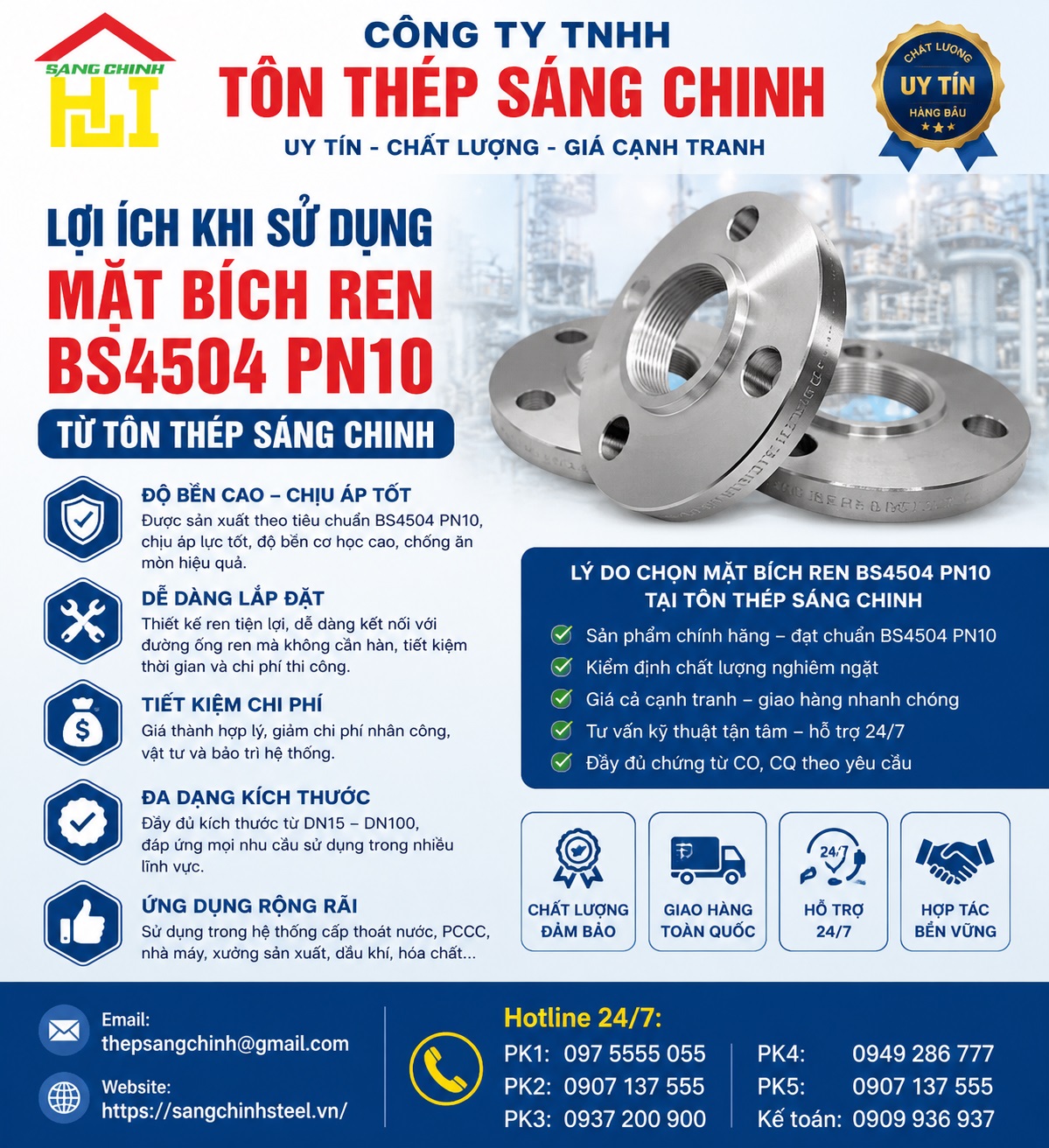 Mặt bích ren BS4504 PN10