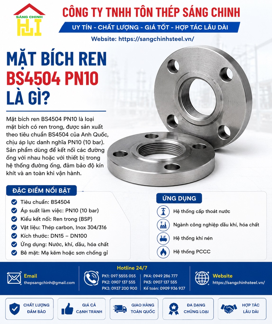 Mặt bích ren BS4504 PN10