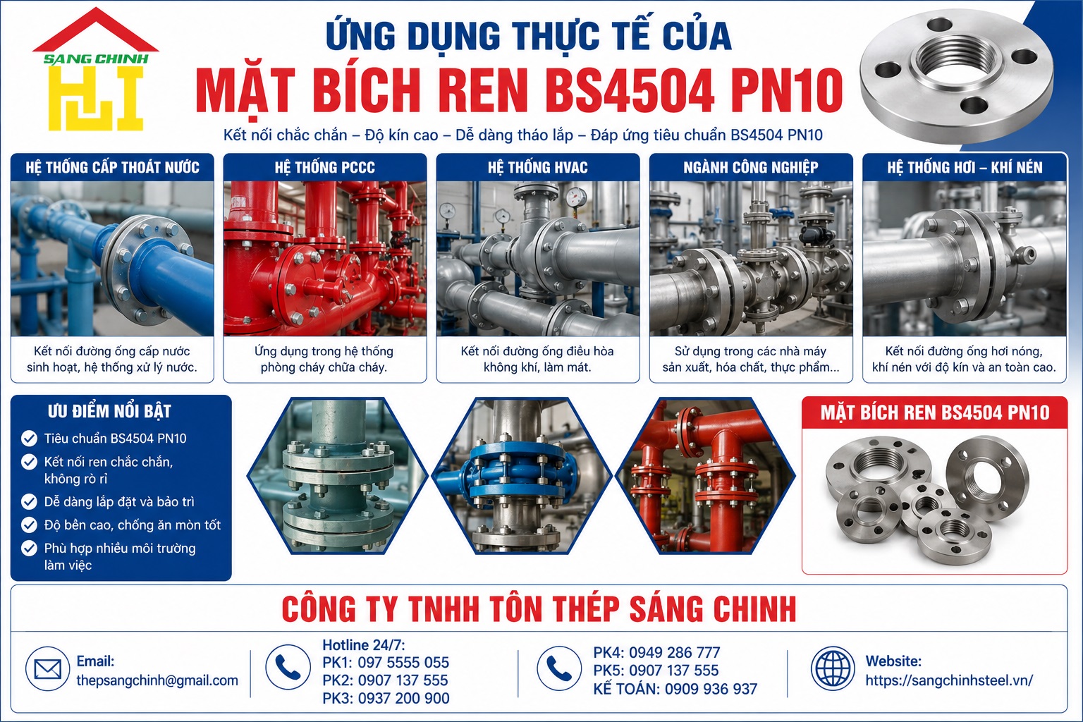 Mặt bích ren BS4504 PN10