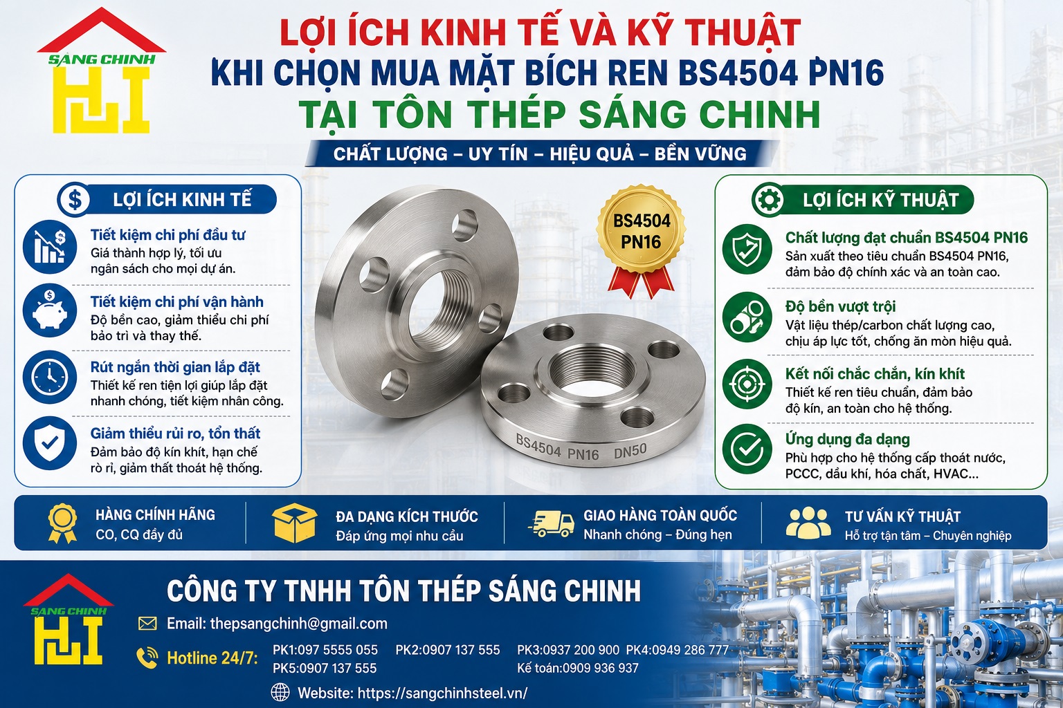 Mặt bích ren BS4504 PN16