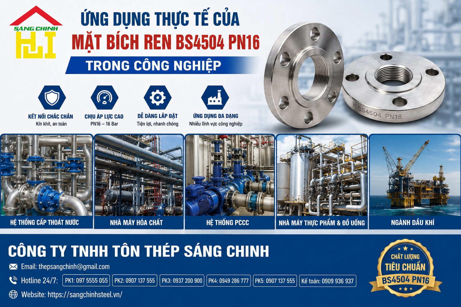 Mặt bích ren BS4504 PN16