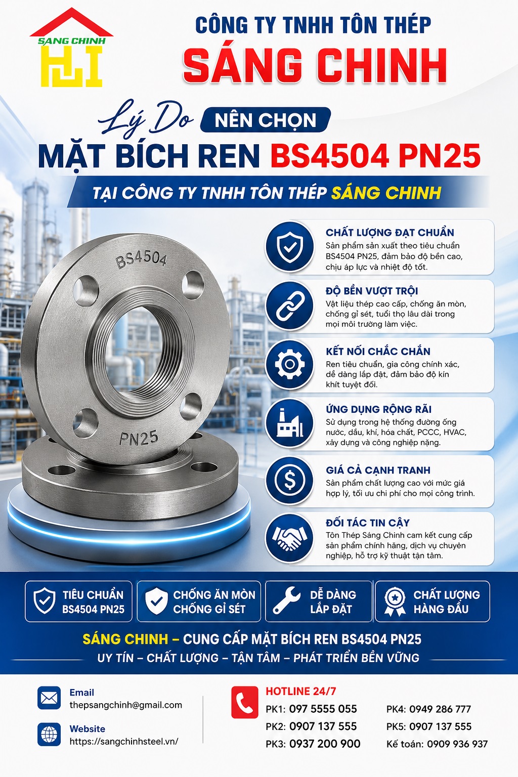 Mặt bích ren BS4504 PN25