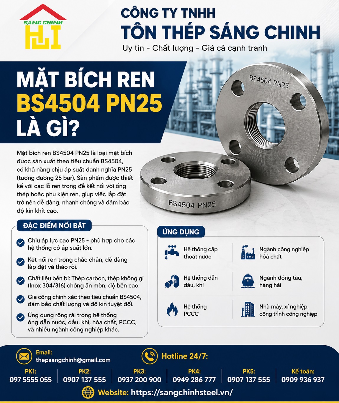 Mặt bích ren BS4504 PN25