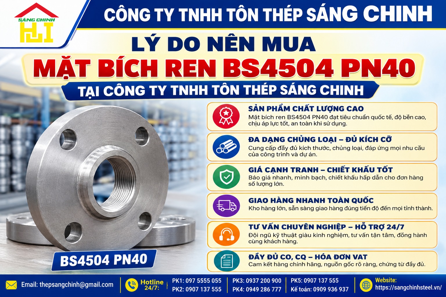 Mặt bích ren BS4504 PN40