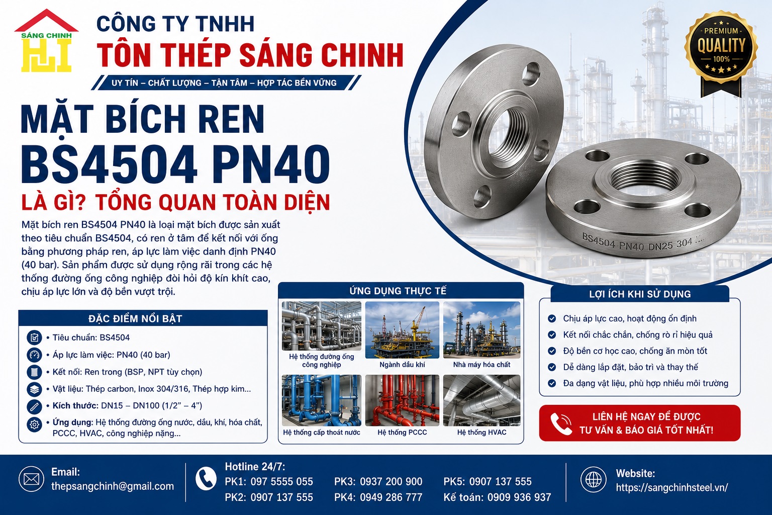 Mặt bích ren BS4504 PN40