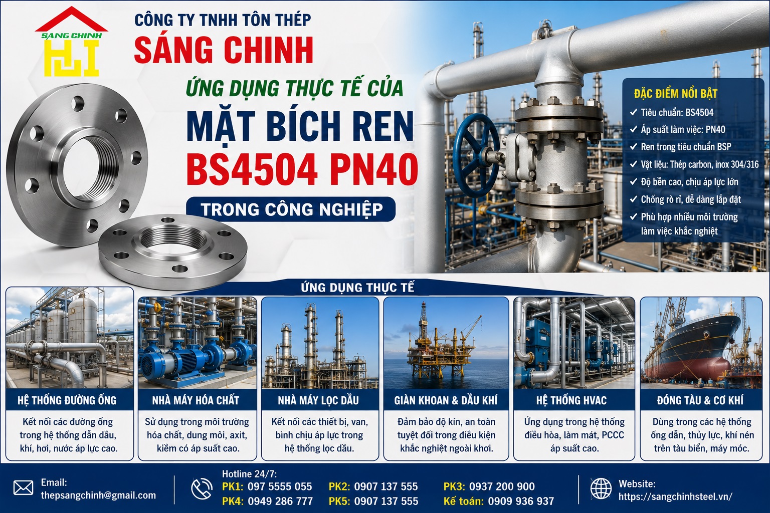Mặt bích ren BS4504 PN40