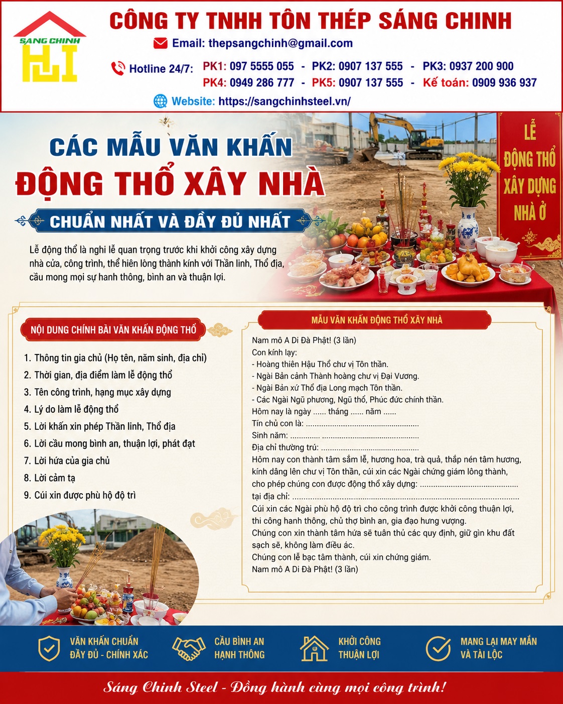 Mẫu văn khấn động thổ xây nhà chuẩn nhất