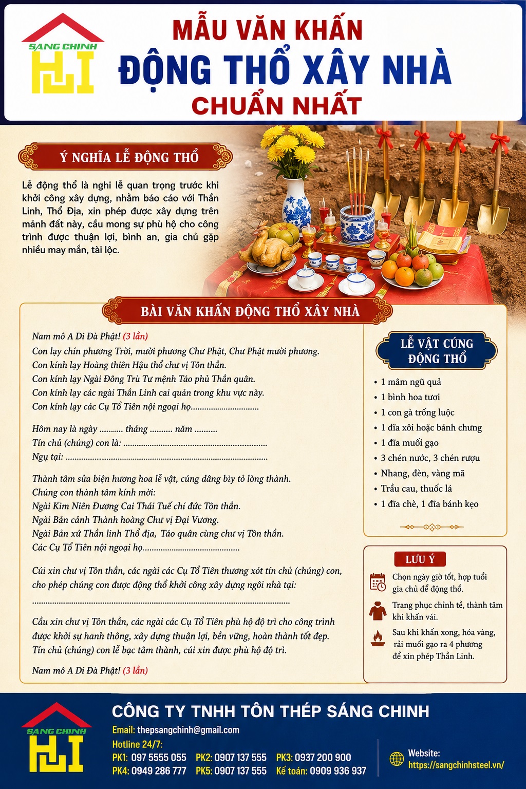Mẫu văn khấn động thổ xây nhà chuẩn nhất