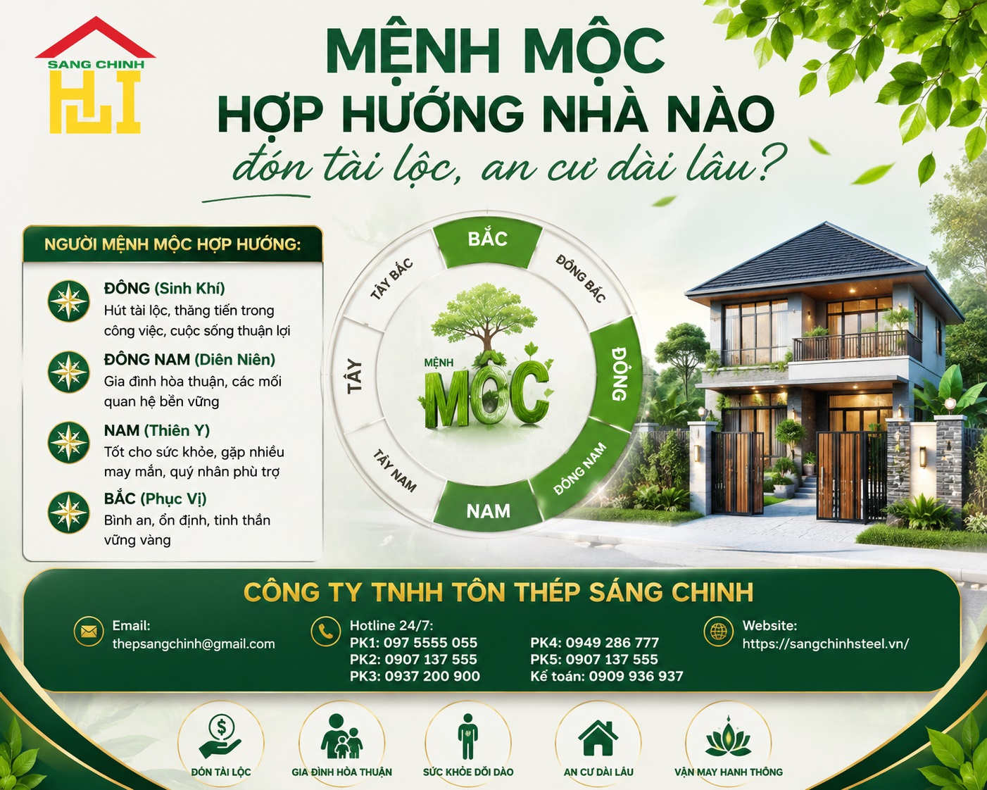 Mệnh Mộc hợp hướng nhà nào đón tài lộc, an cư dài lâu?