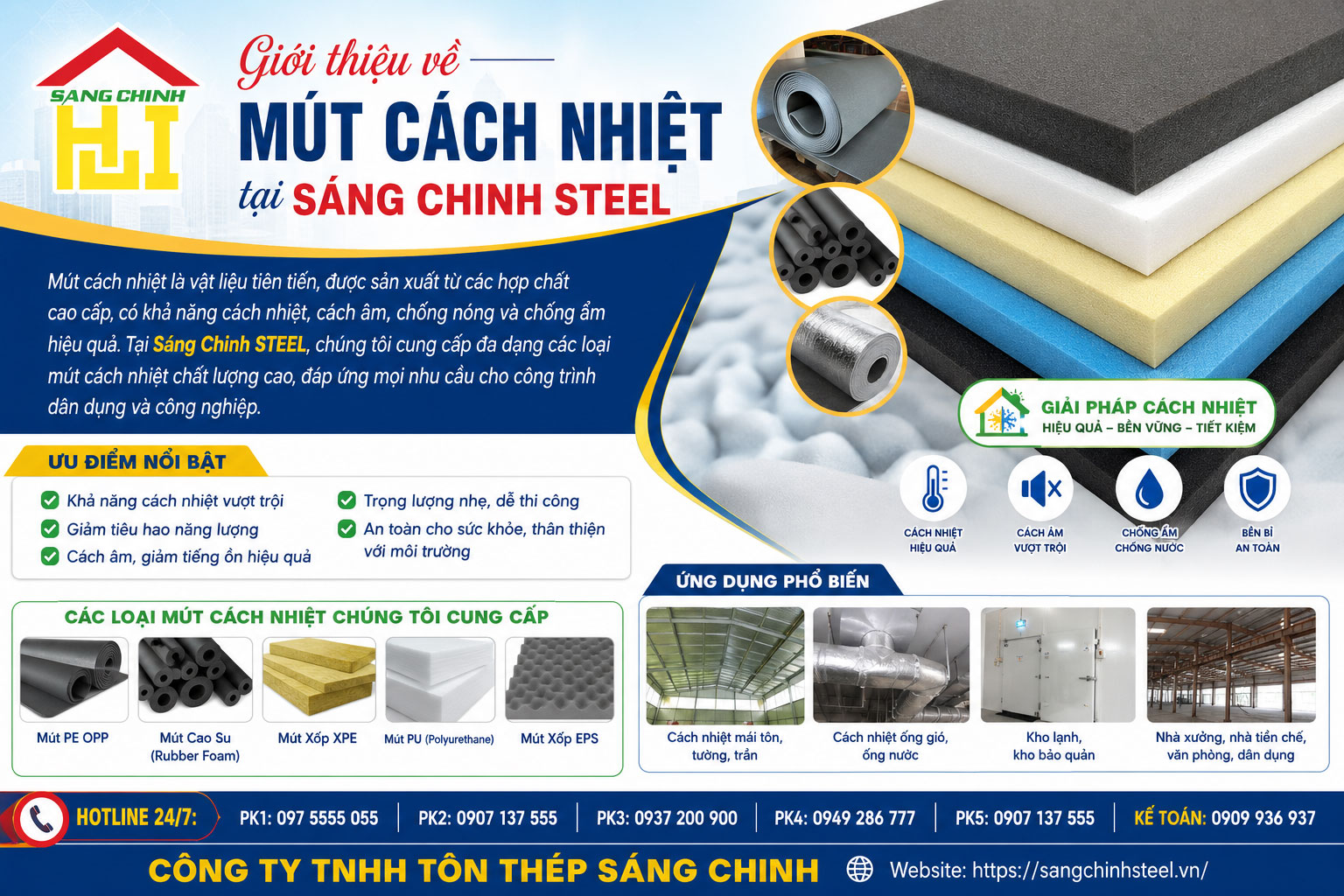 Giới thiệu về Mút cách nhiệt tại Sáng Chinh STEEL