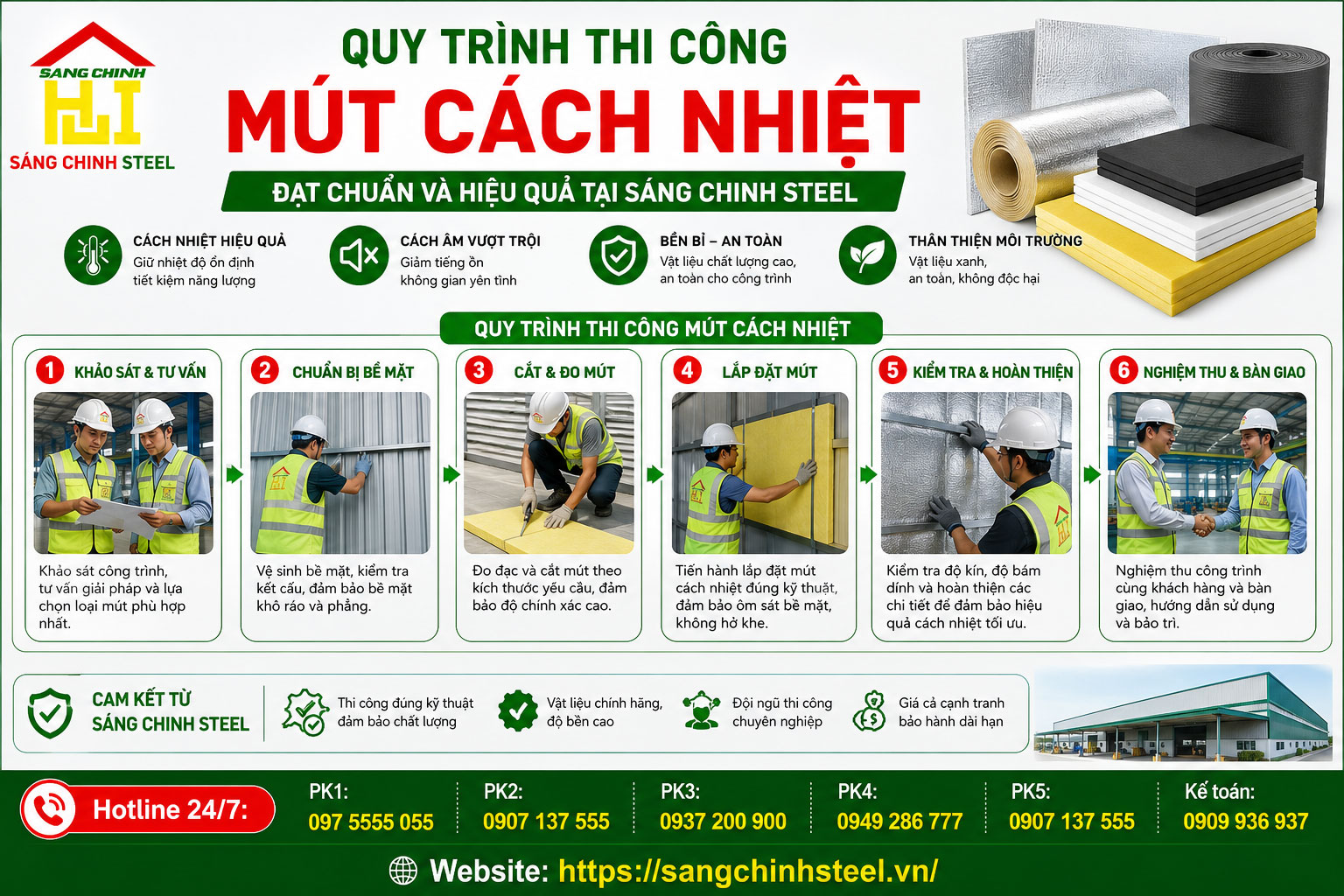 Quy trình thi công mút cách nhiệt đạt chuẩn và hiệu quả tại Sáng Chinh STEEL