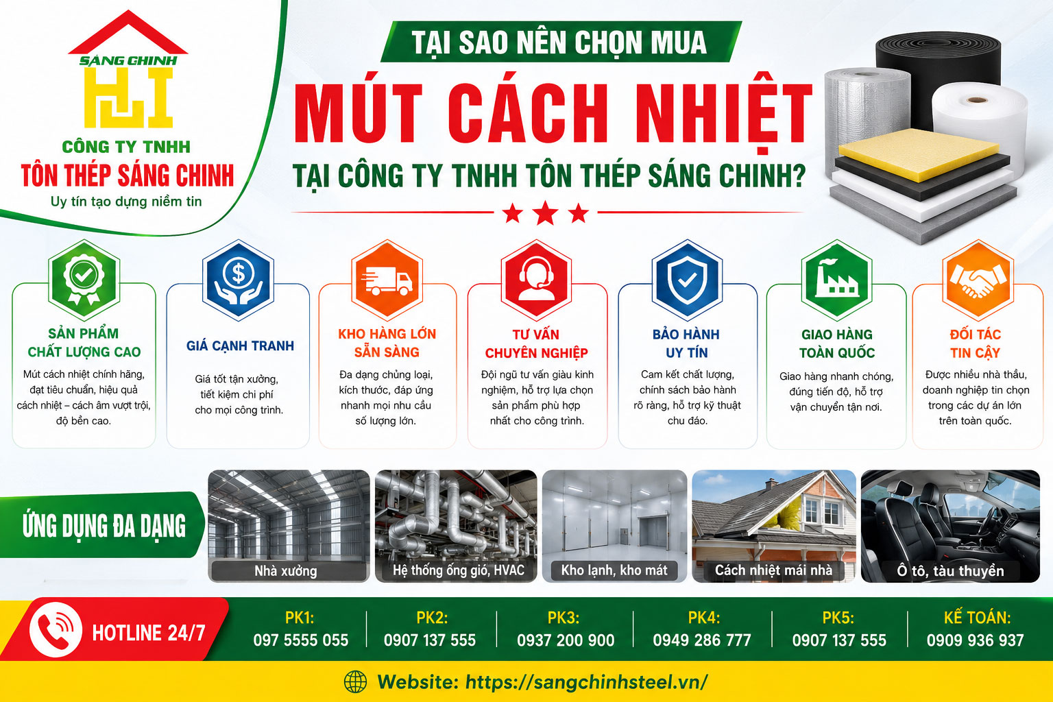 Tại sao nên chọn mua mút cách nhiệt tại CÔNG TY TNHH TÔN THÉP SÁNG CHINH?