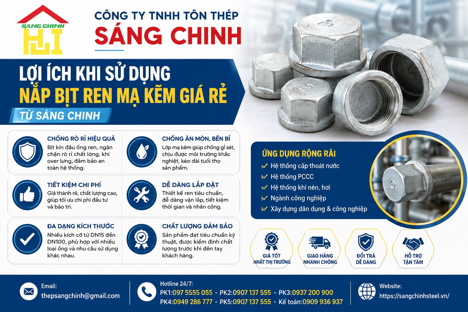 Nắp bịt ren mạ kẽm giá rẻ K1