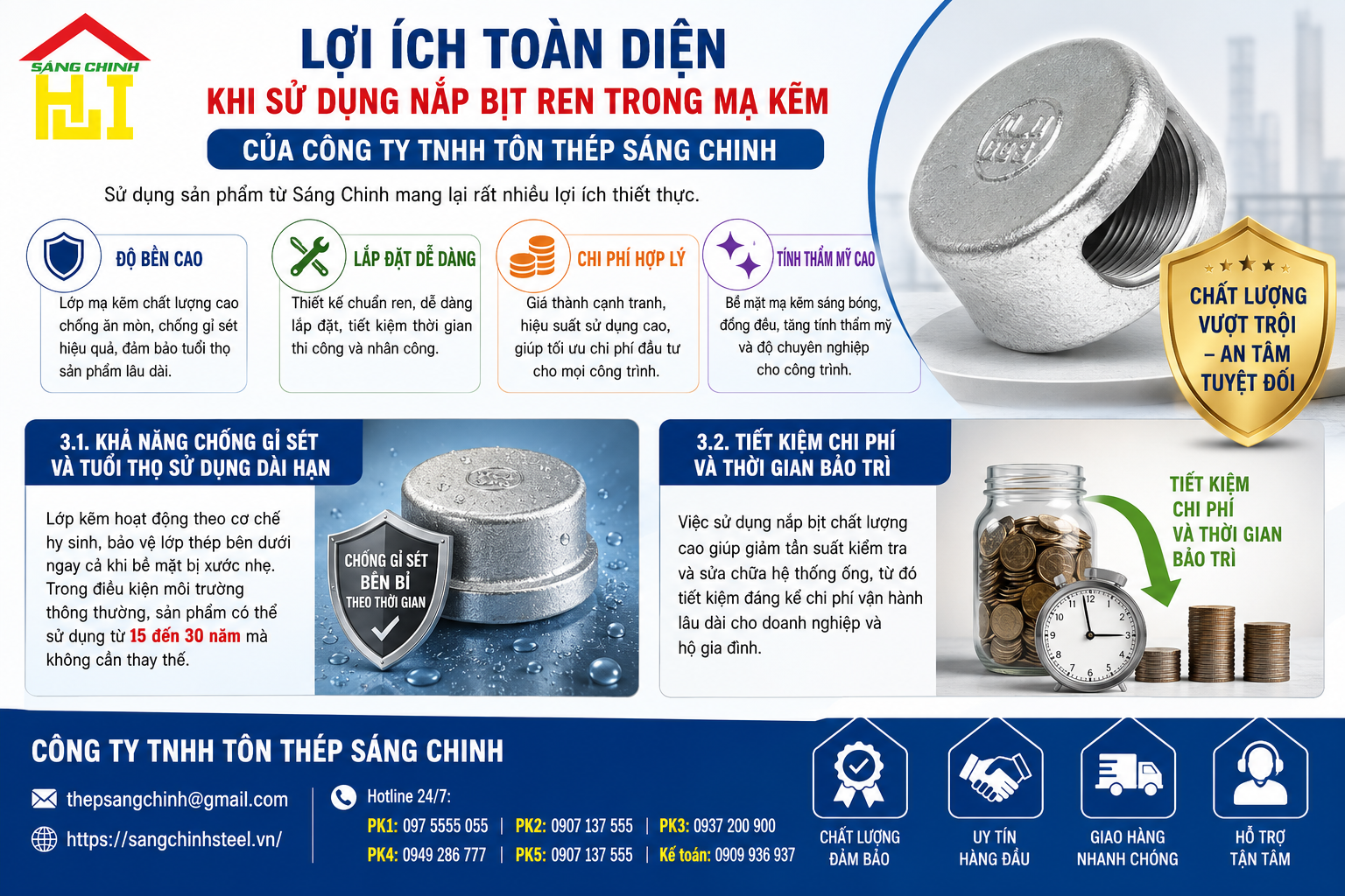 Nắp Bịt Ren Trong Mạ Kẽm