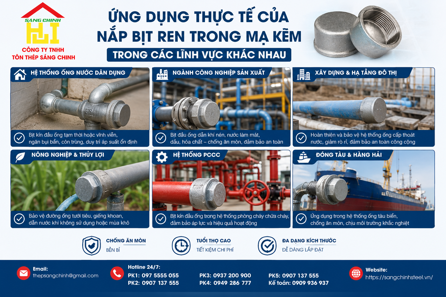Nắp Bịt Ren Trong Mạ Kẽm