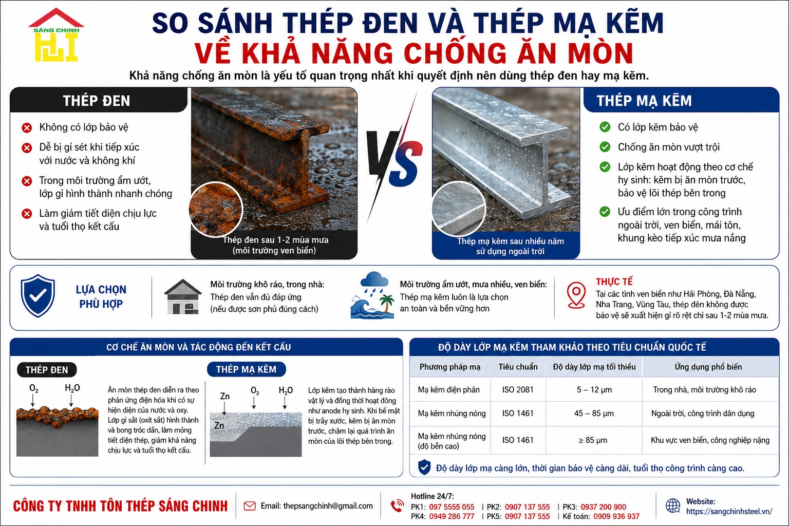 Nên dùng thép đen hay mạ kẽm