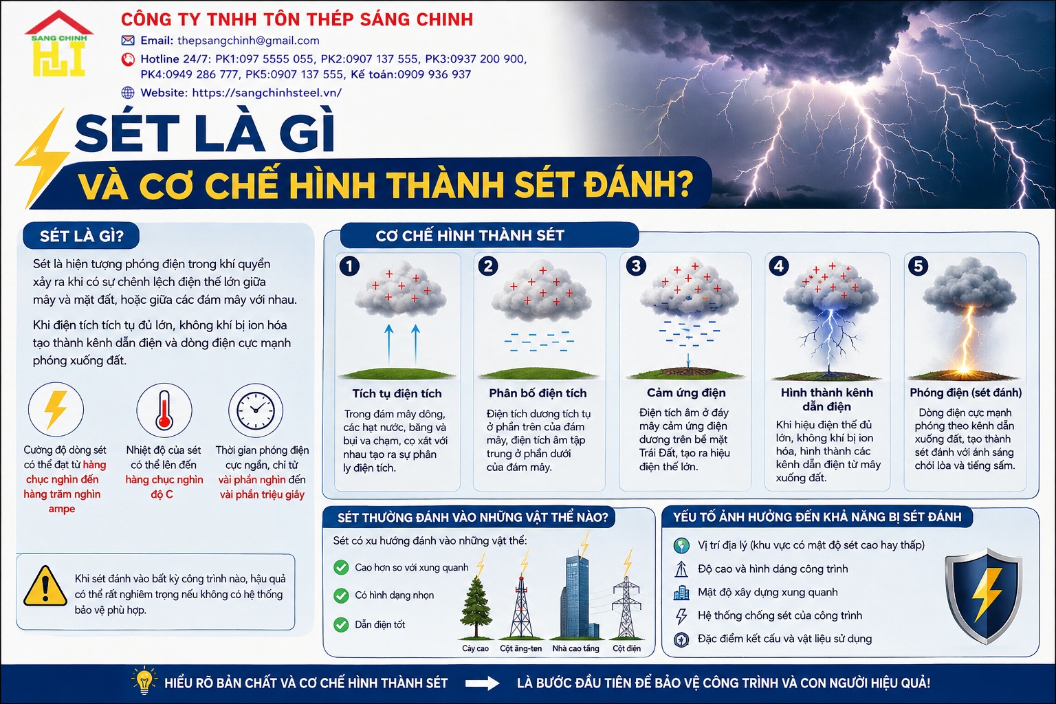 Nhà khung thép có bị sét đánh không?