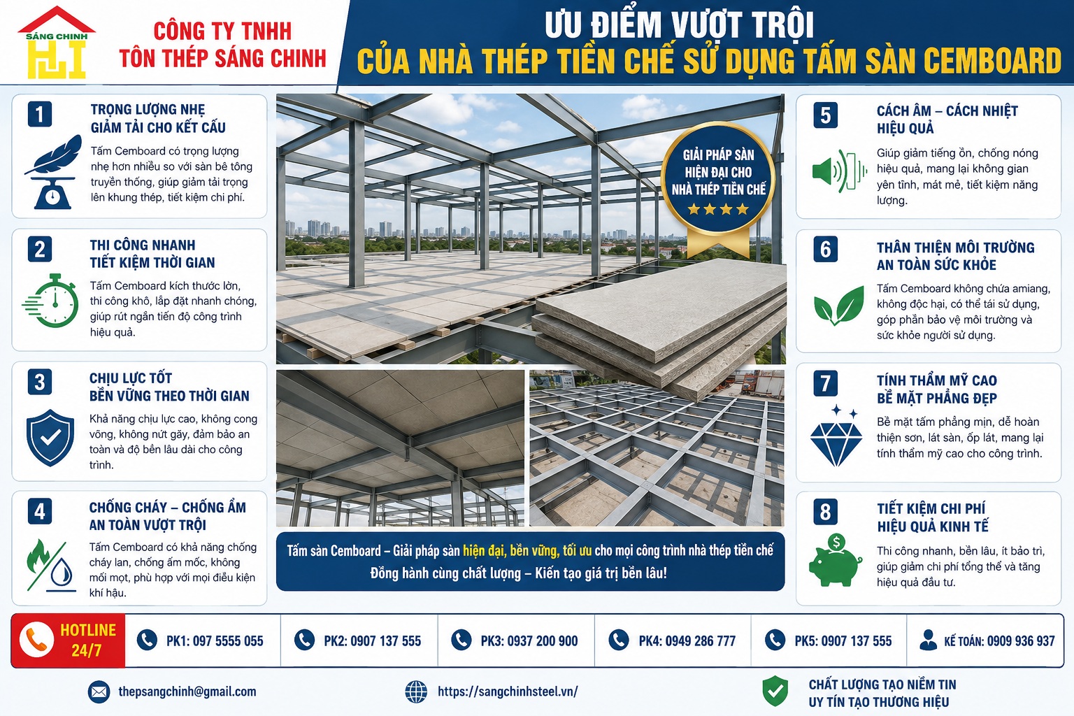 Nhà thép tiền chế sử dụng tấm sàn Cemboard