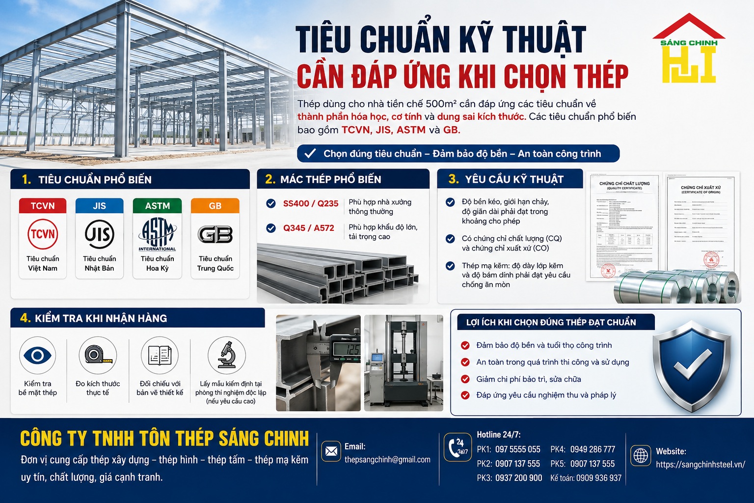 Nhà tiền chế 500m² dùng thép gì?