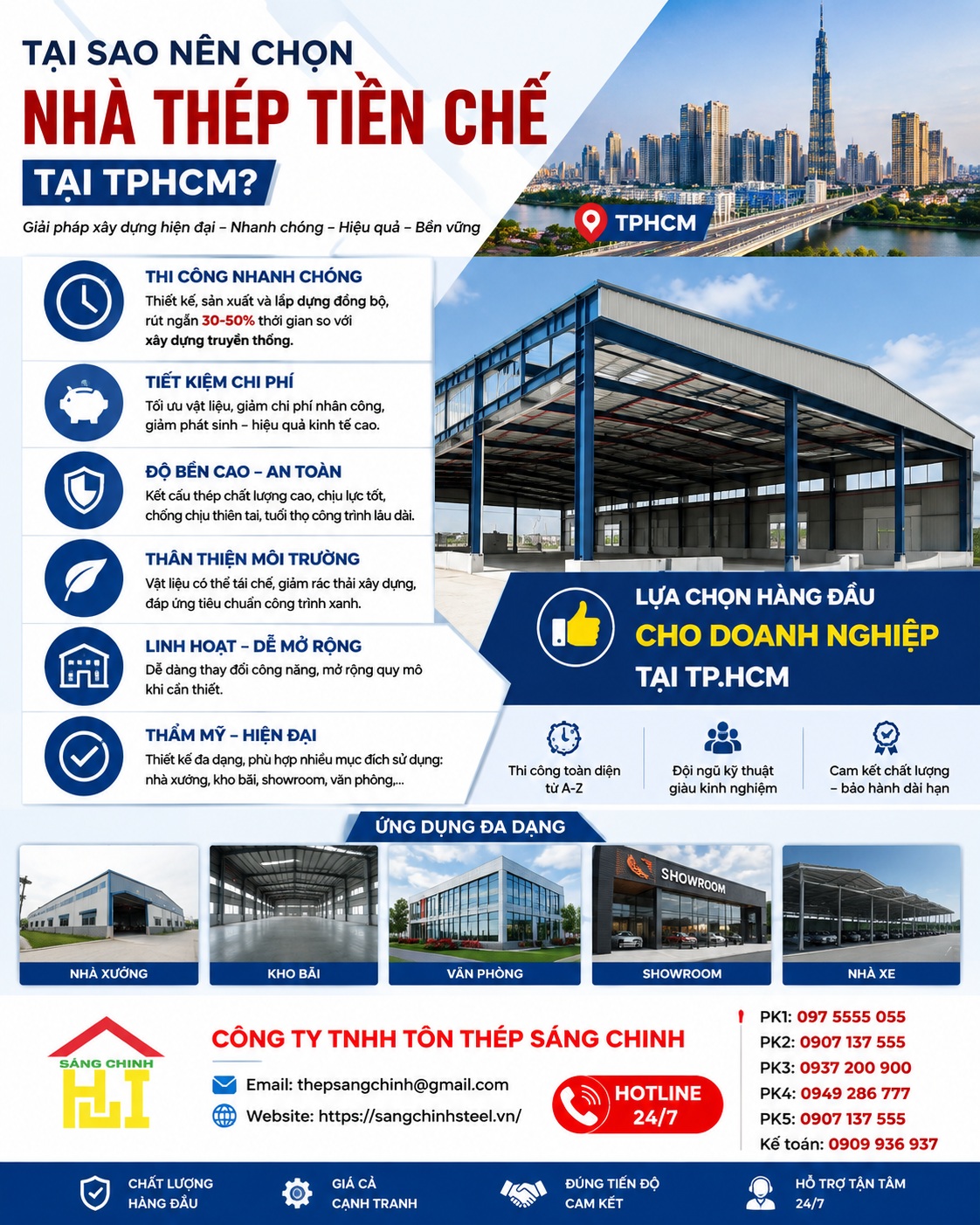 Nhận thiết kế thi công nhà thép tiền chế uy tín tại TPHCM