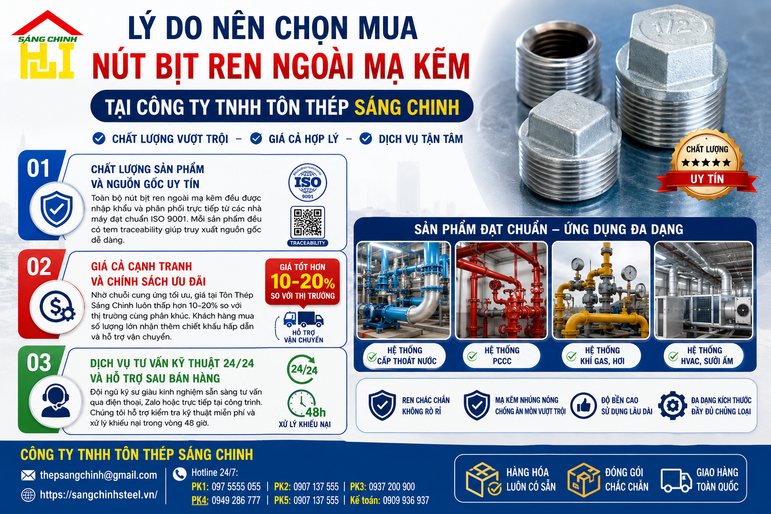 Nút Bịt Ren Ngoài Mạ Kẽm