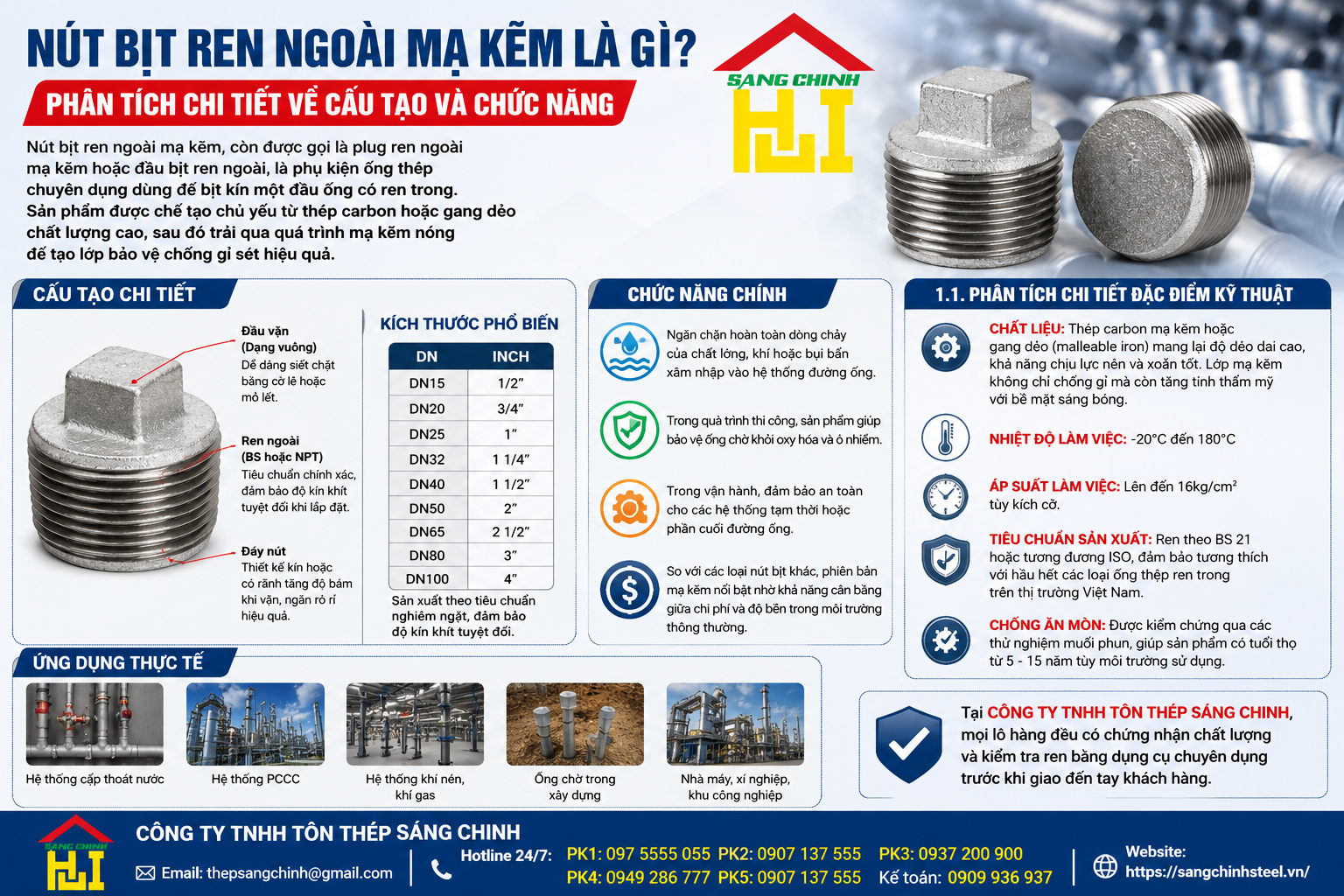 Nút Bịt Ren Ngoài Mạ Kẽm