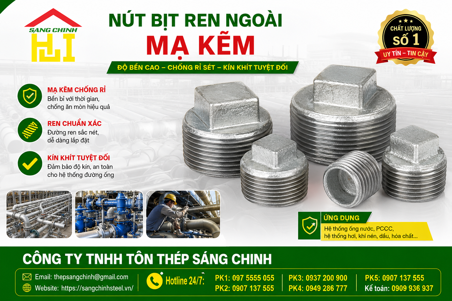 Nút Bịt Ren Ngoài Mạ Kẽm