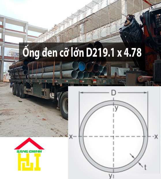 Ống đen cỡ lớn D219.1 x 4.78 - Sáng Chinh STEEL