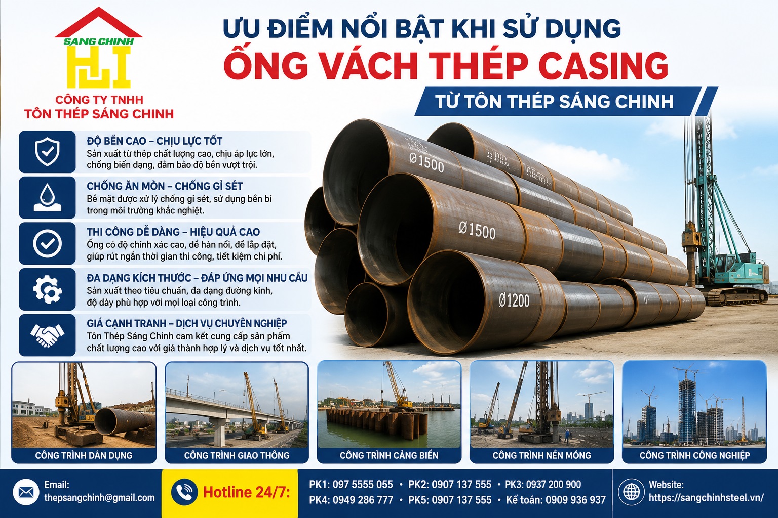 Ống Vách Thép Cọc Khoan Nhồi (Casing)