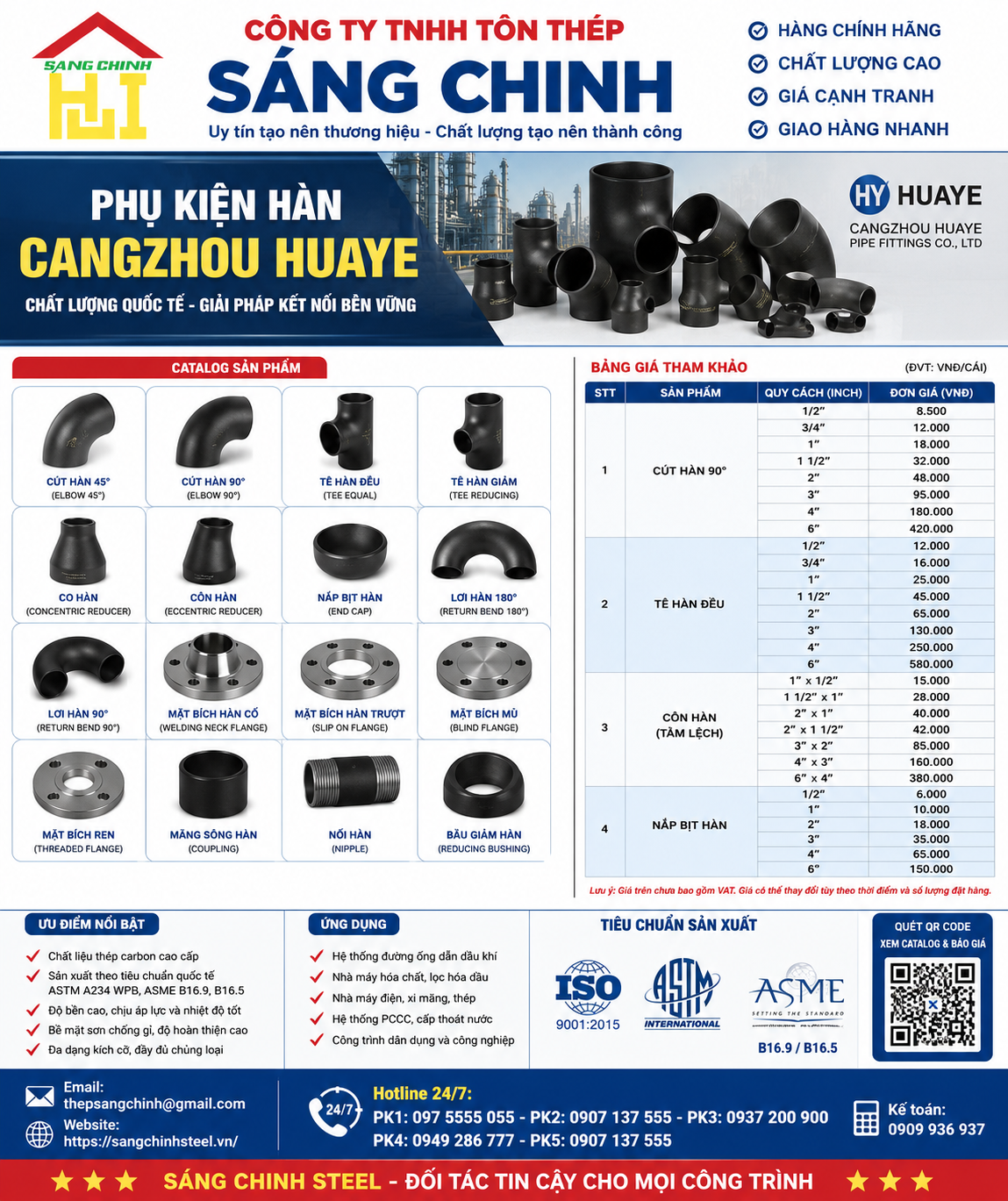 Phụ Kiện Hàn Cangzhou Huaye (Bảng giá + Catalog)