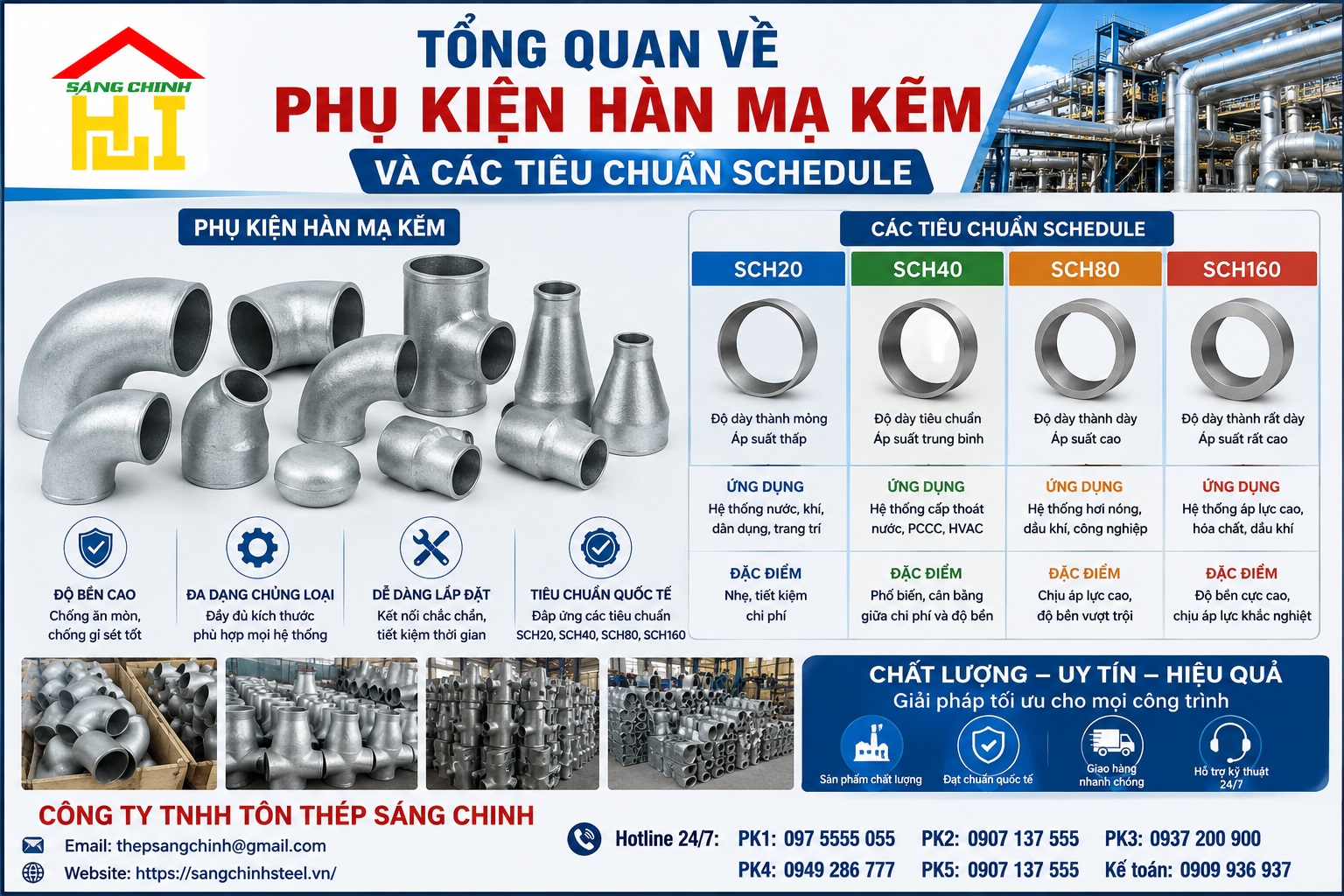 Phụ kiện hàn mạ kẽm SCH20 SCH40 SCH80 SCH160