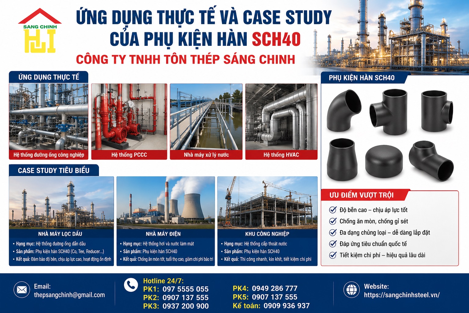 Phụ Kiện Hàn SCH40 (Co, tê, bầu, chén hàn, mặt bích….)