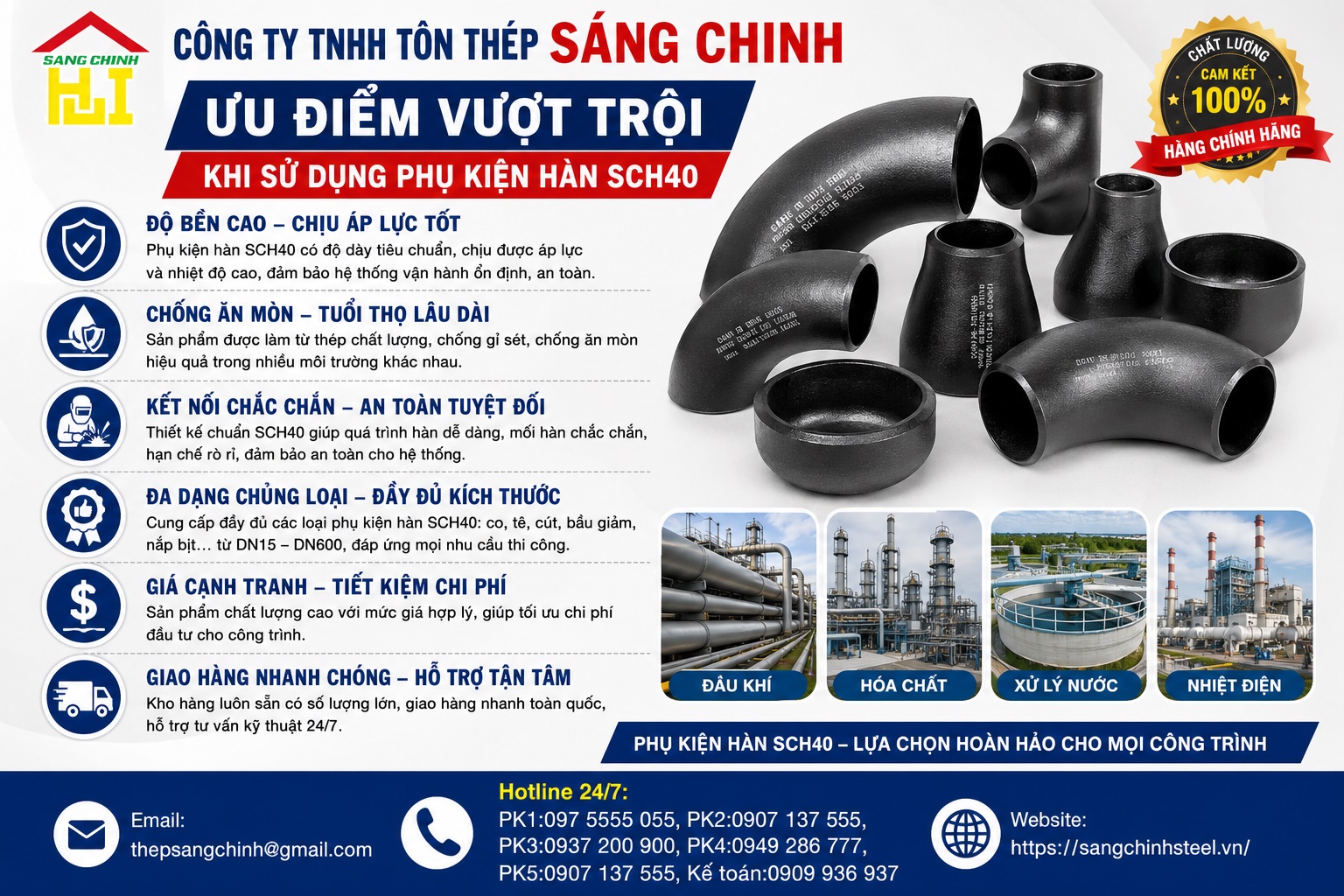 Phụ Kiện Hàn SCH40 (Co, tê, bầu, chén hàn, mặt bích….)