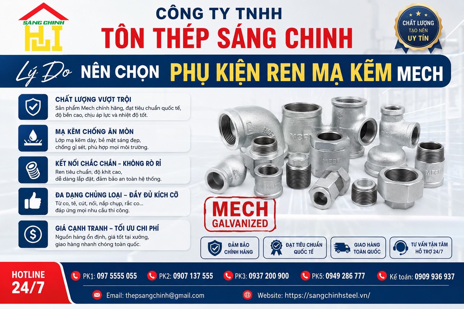 Phụ Kiện Ren Mạ Kẽm Mech (Catalog + Bảng giá)