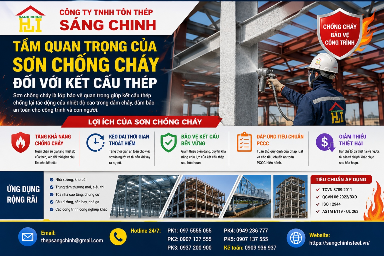 Quy Định & Tiêu Chuẩn Sơn Chống Cháy Kết Cấu Thép