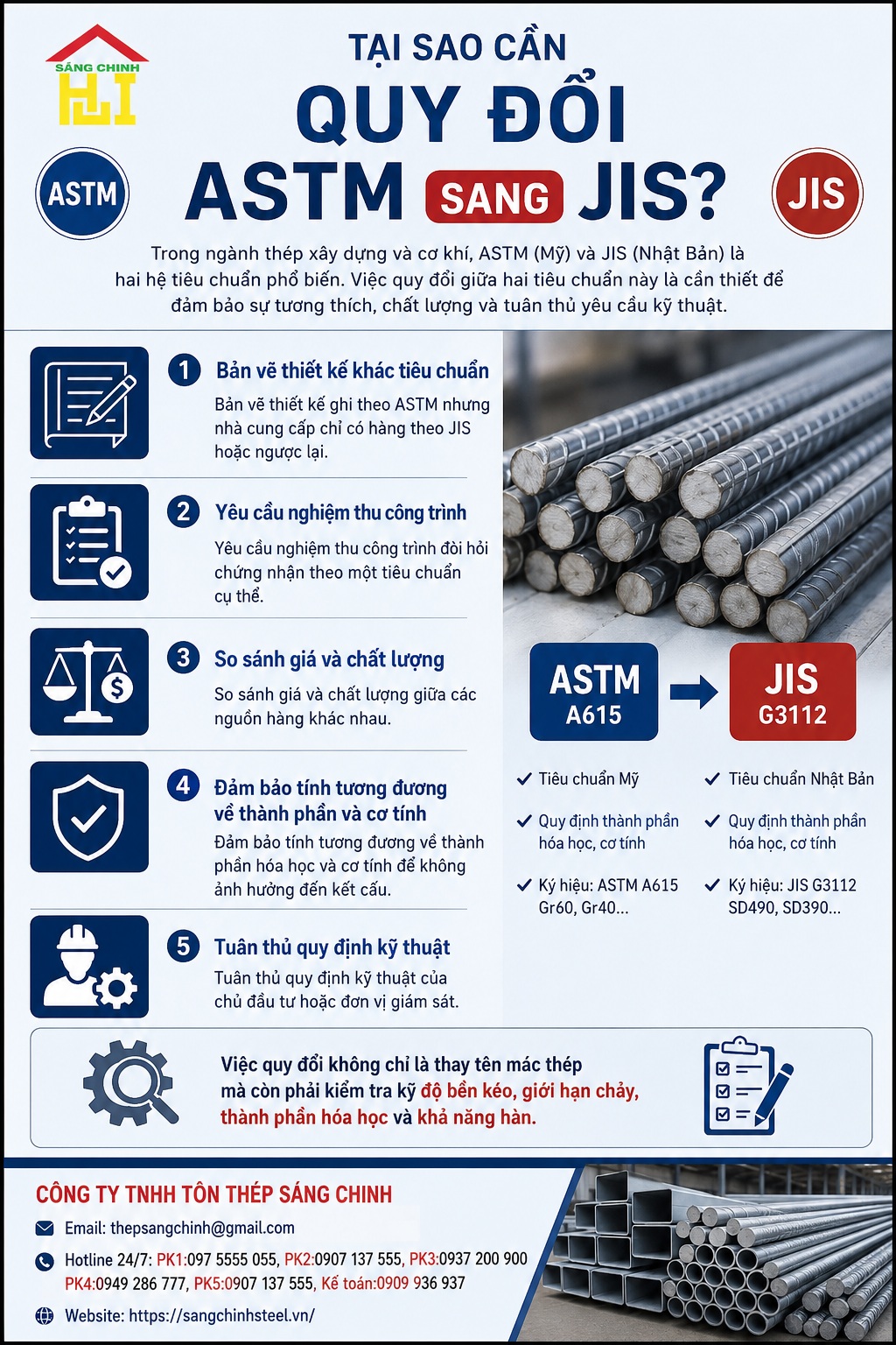 Quy đổi ASTM sang JIS